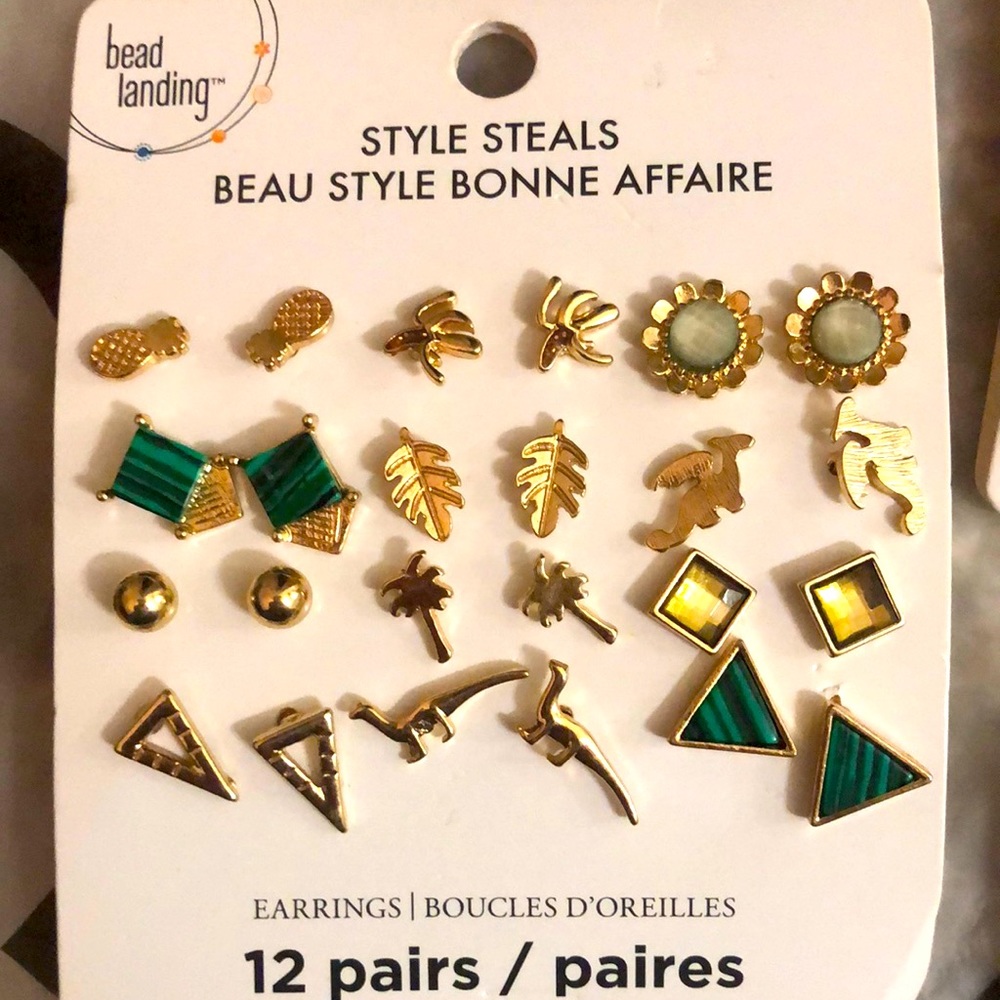 Pineapple 🍍,  🍌banana, 🌴palm tree, 🦕dinosaur earrings